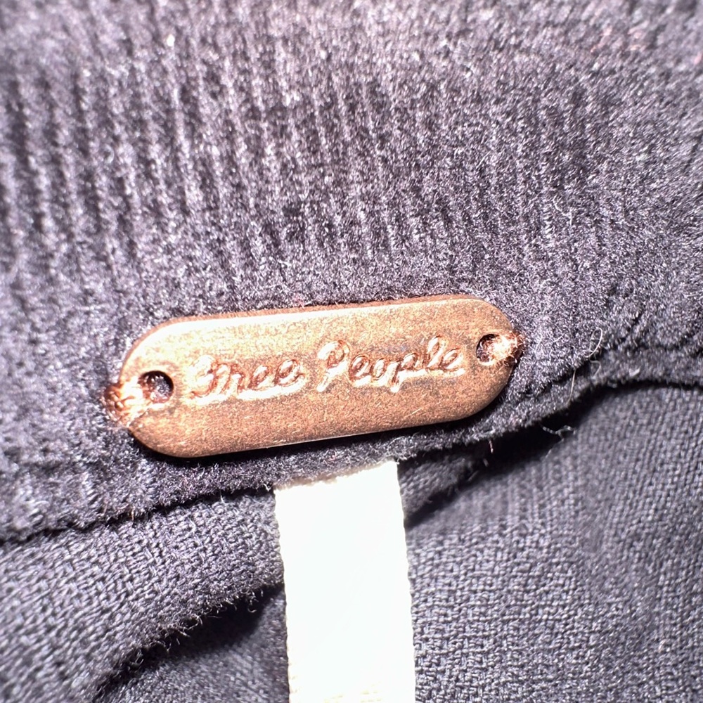 Free People Black Knit Top with Copper Logo Tag